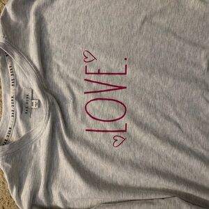 Rae Dunn Gray Sweatshirt with Pink Love Design